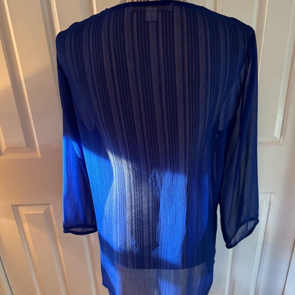 Boston Proper Blue Embellished Long Sleeve Tunic - Picture 5 of 10